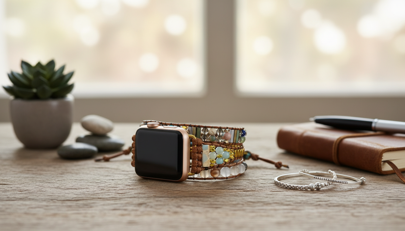 Agate Beaded Apple Watch Band (38–45mm) Handmade
